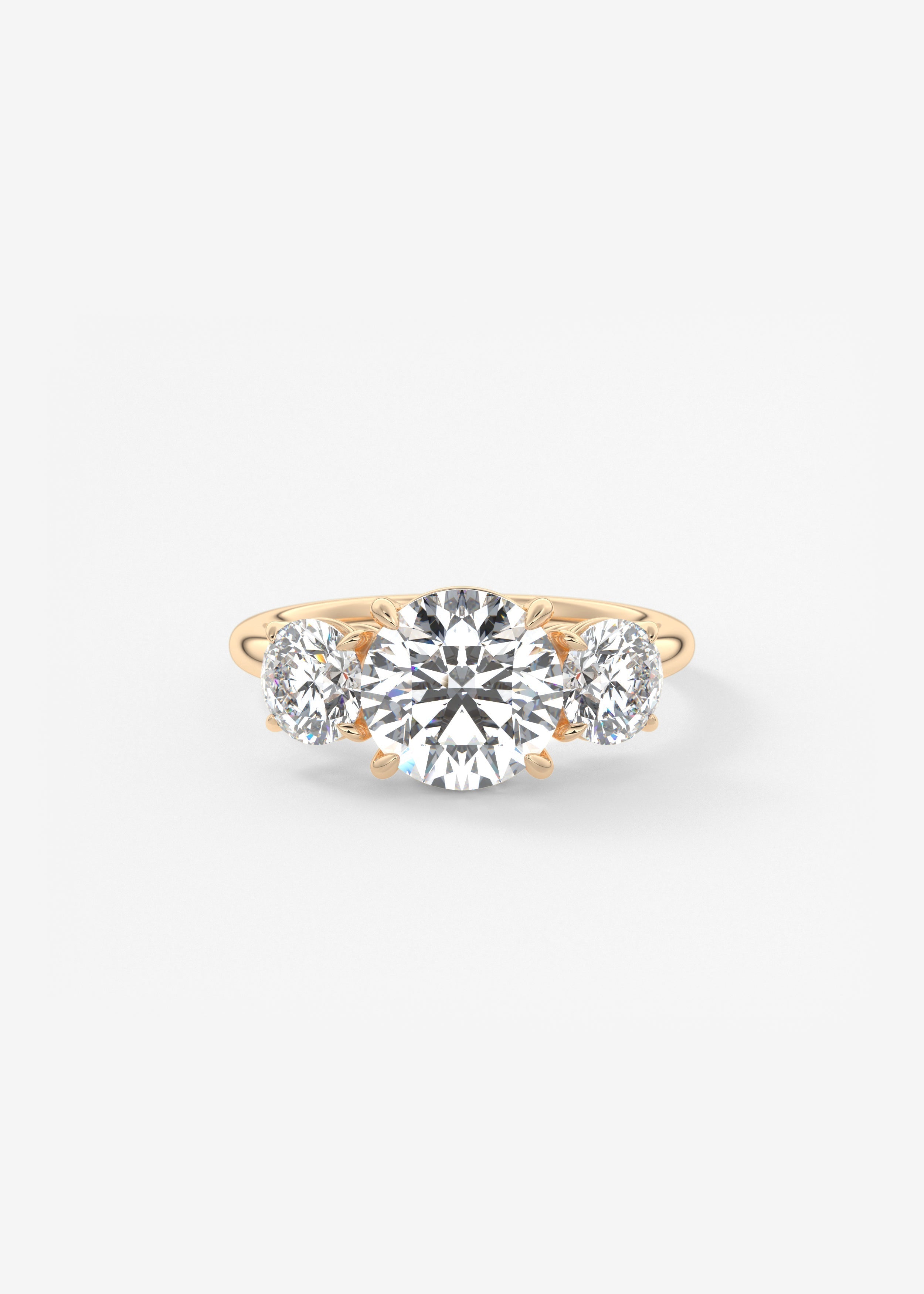 Round Three Stone Lab Grown Diamond Engagement Ring