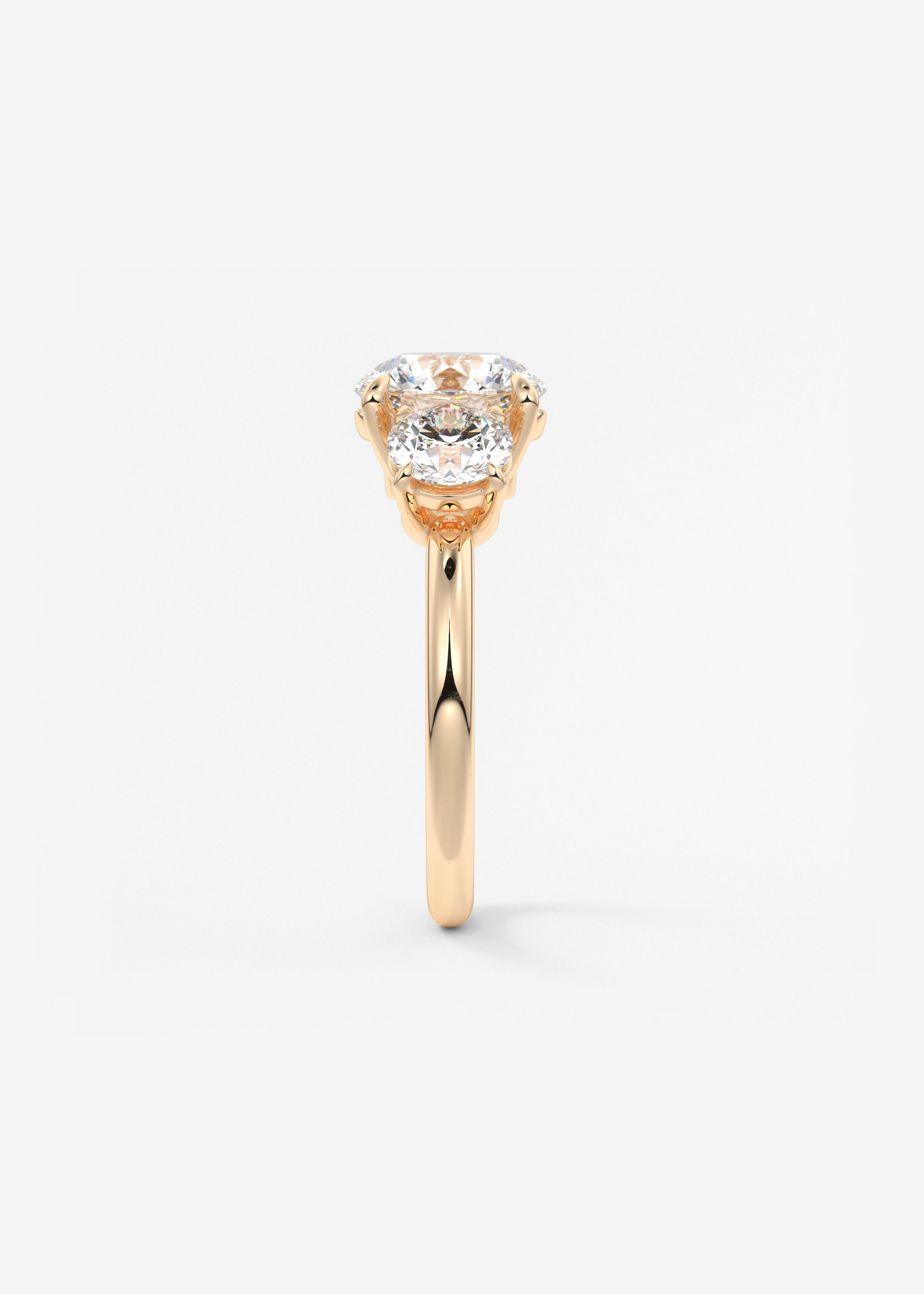 Round Three Stone Lab Grown Diamond Engagement Ring