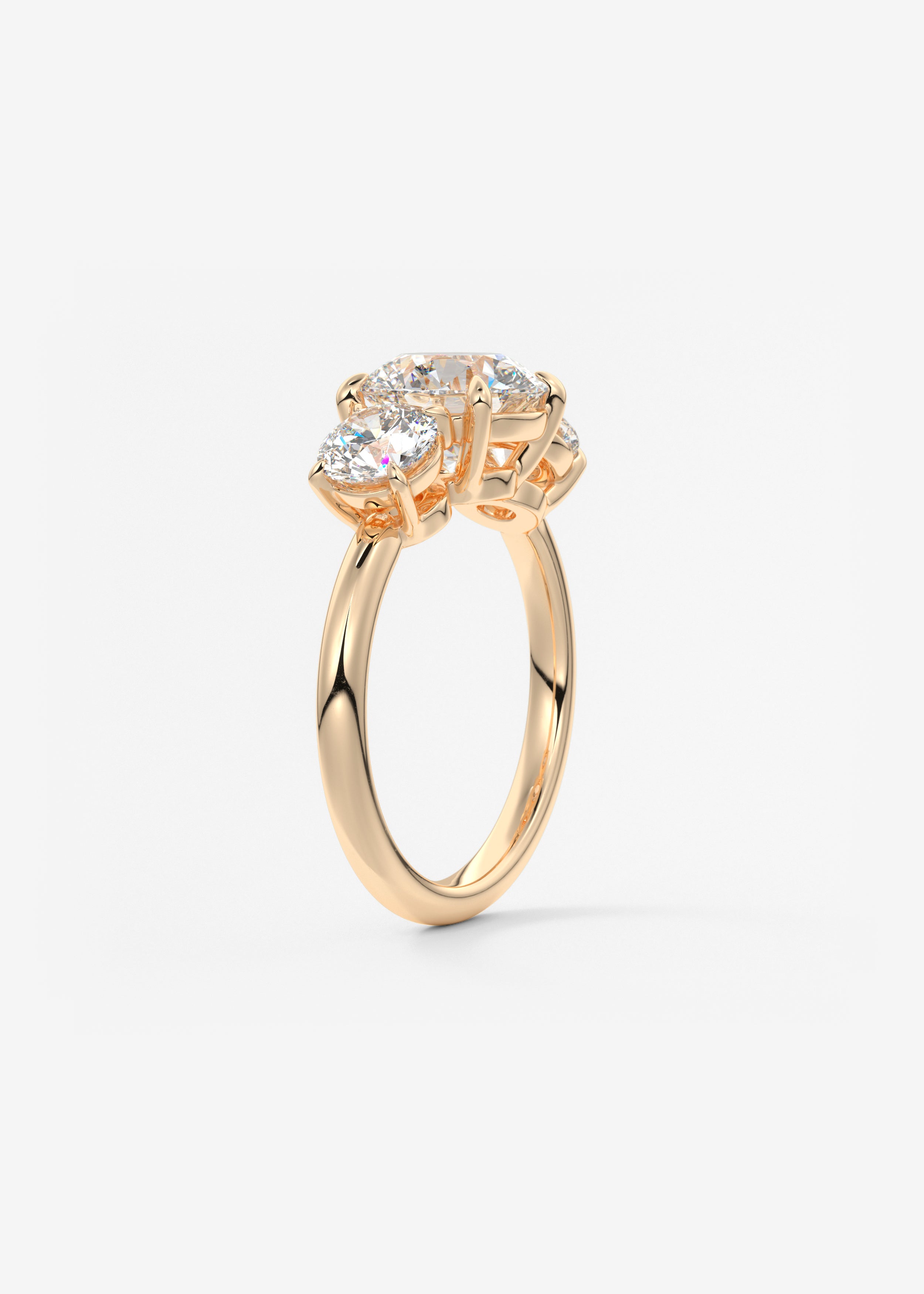 Round Three Stone Lab Grown Diamond Engagement Ring