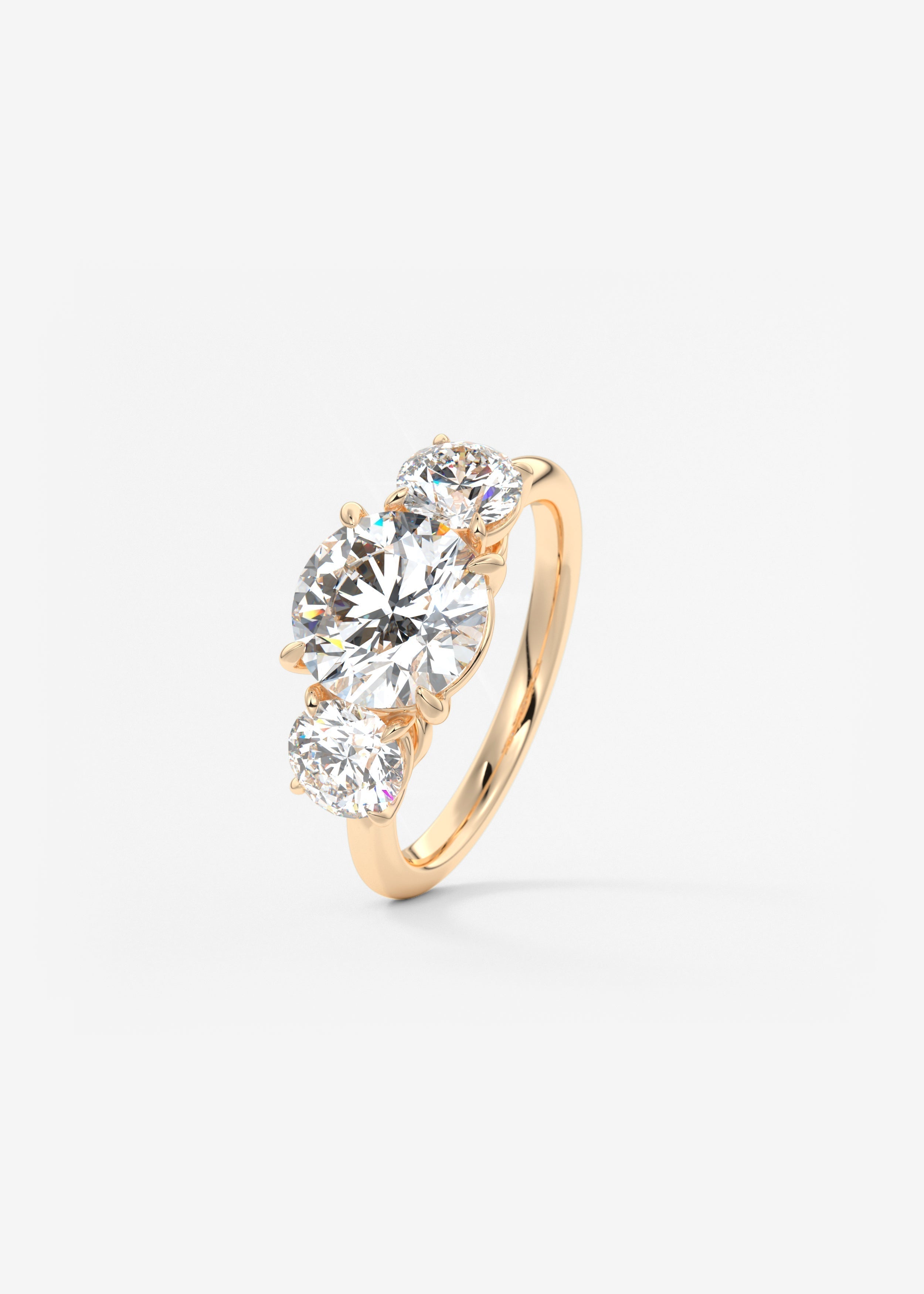 Round Three Stone Lab Grown Diamond Engagement Ring
