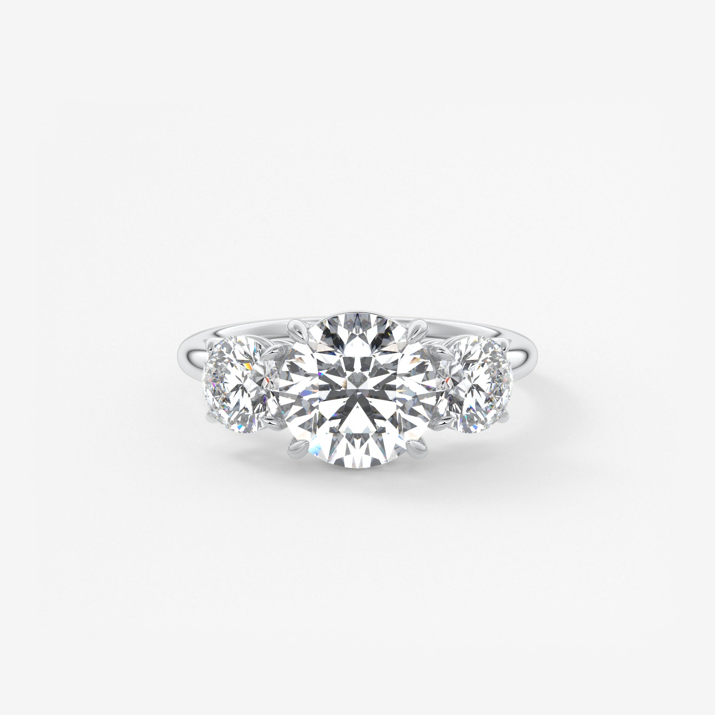Round Three Stone Lab Grown Diamond Engagement Ring