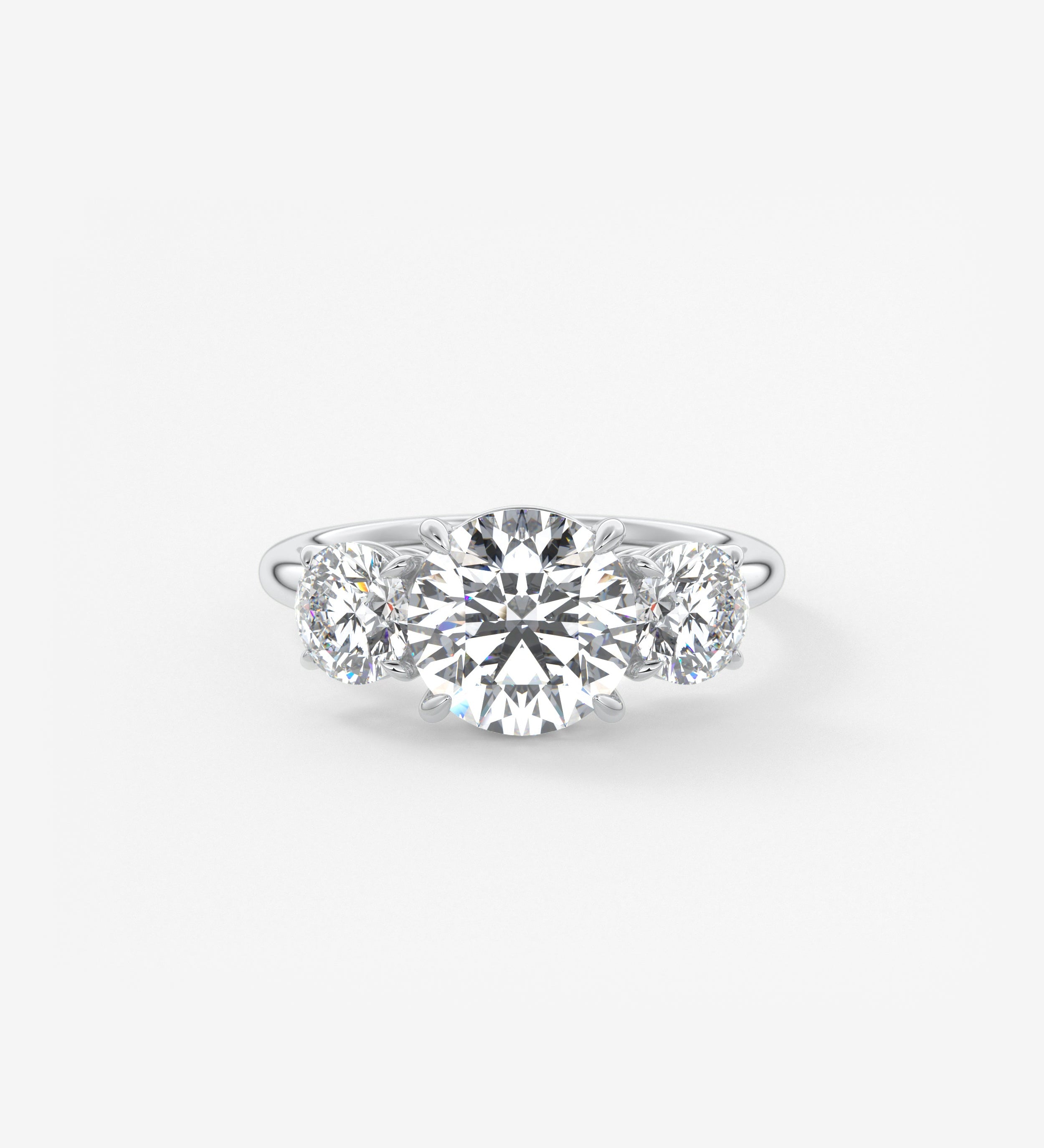 Round Three Stone Lab Grown Diamond Engagement Ring