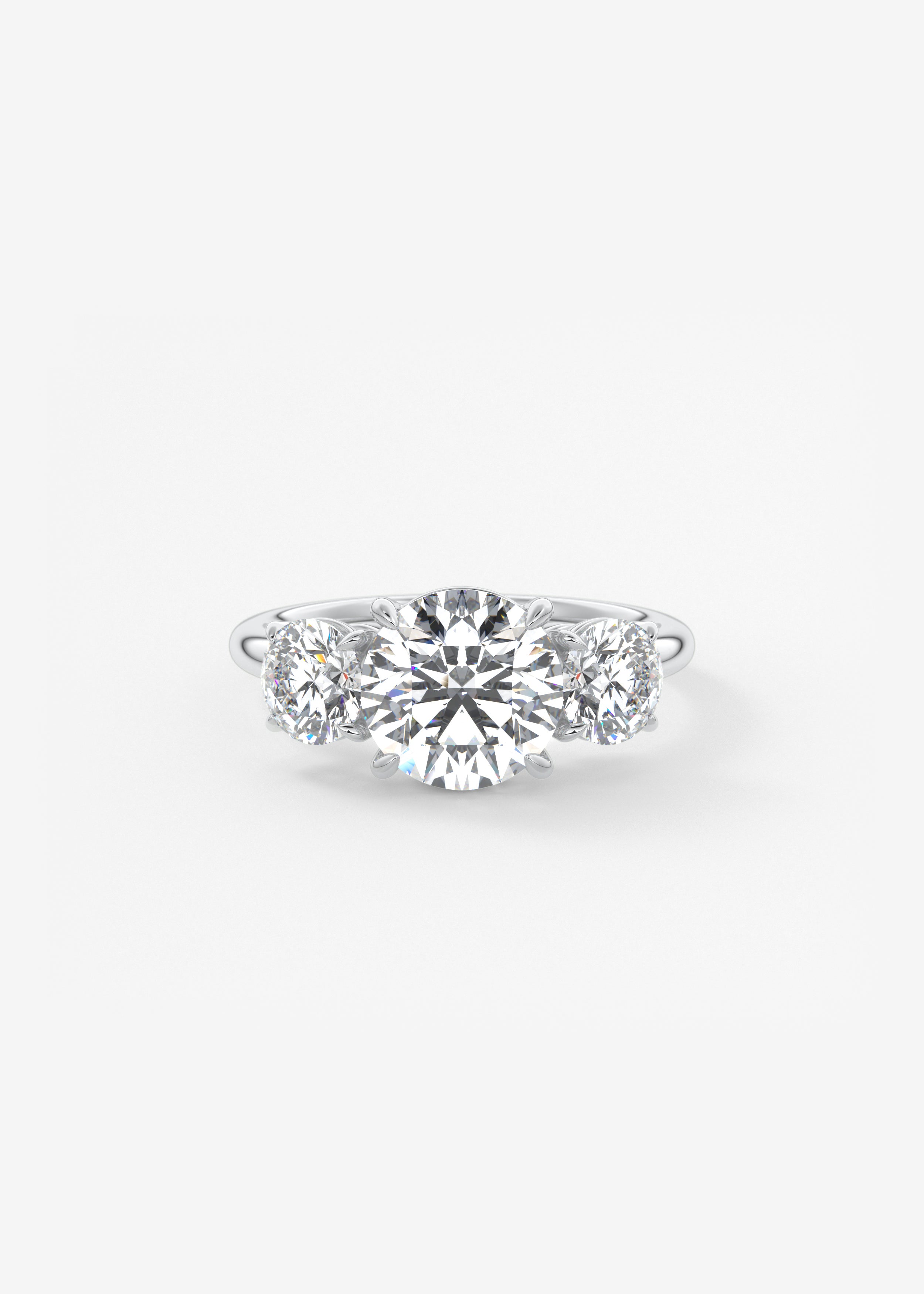 Round Three Stone Lab Grown Diamond Engagement Ring
