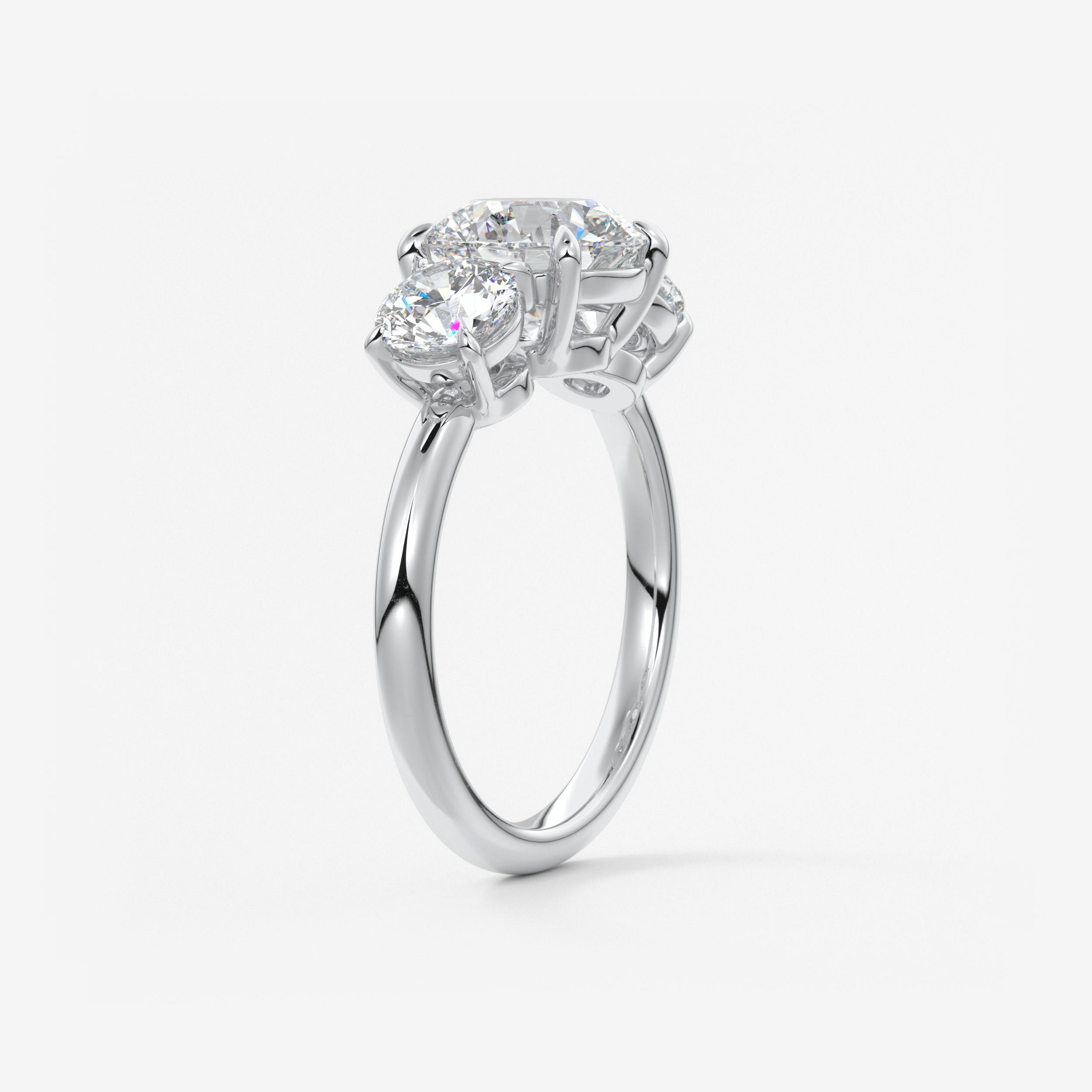 Round Three Stone Lab Grown Diamond Engagement Ring