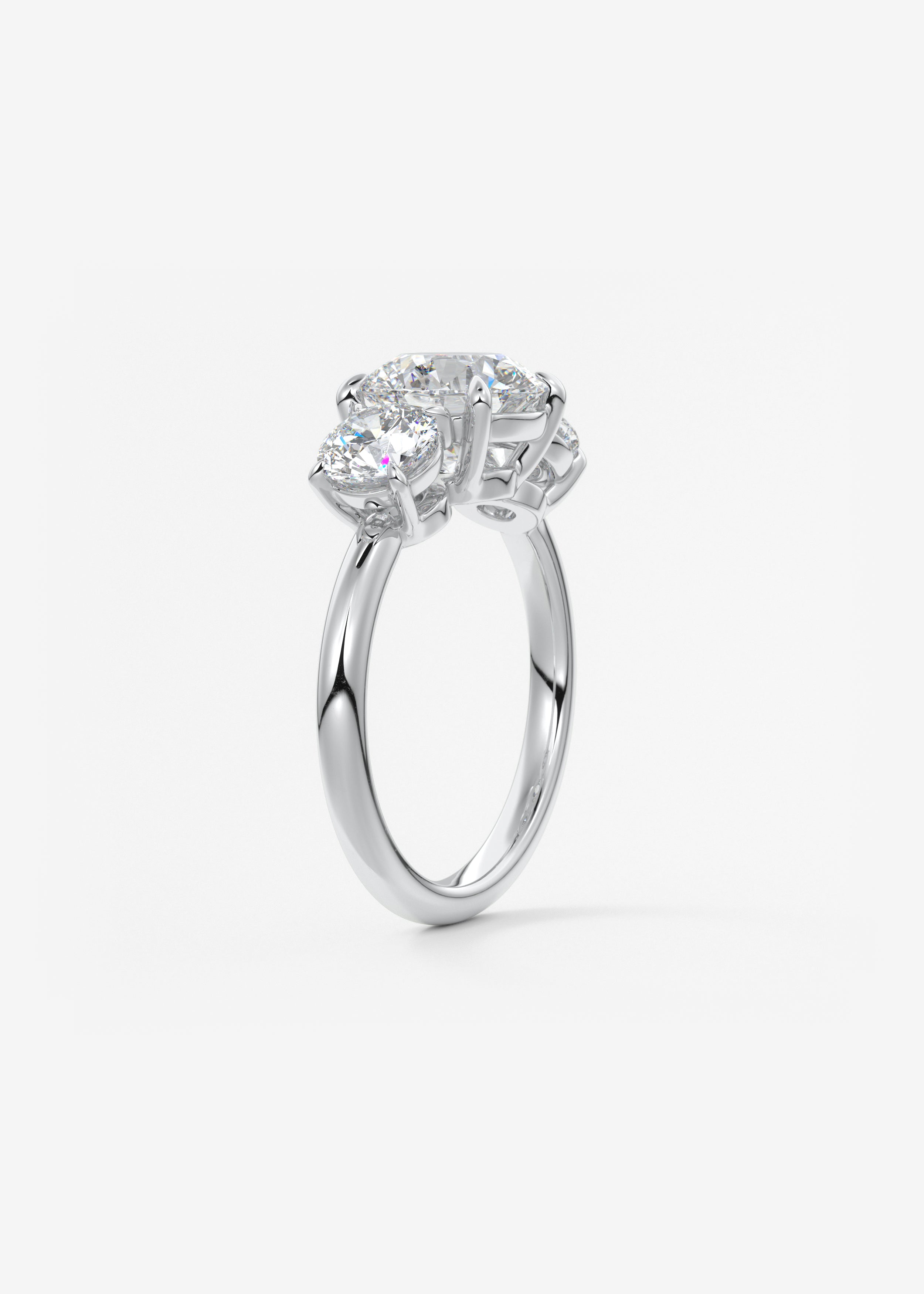 Round Three Stone Lab Grown Diamond Engagement Ring