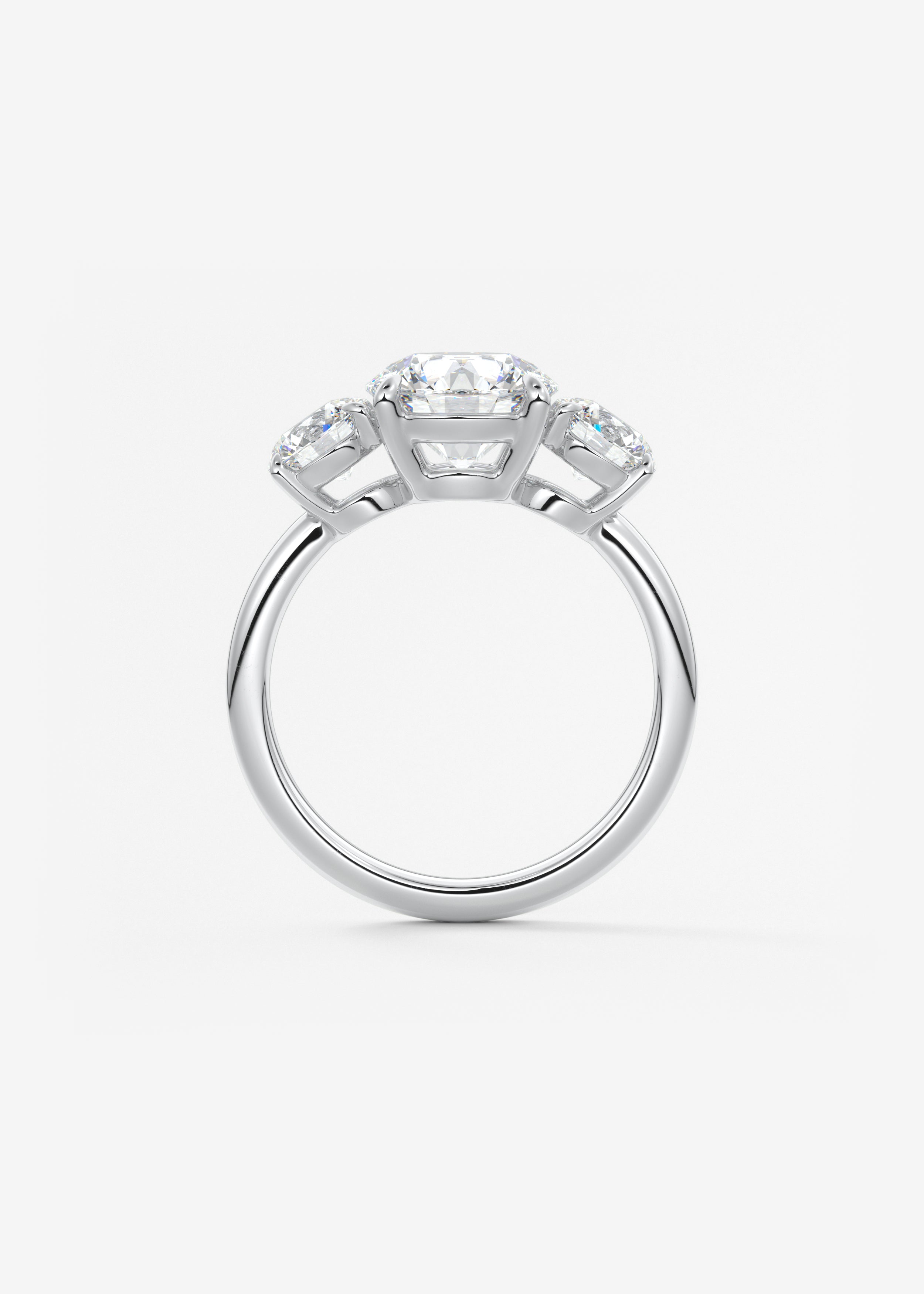 Round Three Stone Lab Grown Diamond Engagement Ring