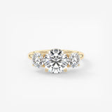 Round Three Stone Lab Grown Diamond Engagement Ring