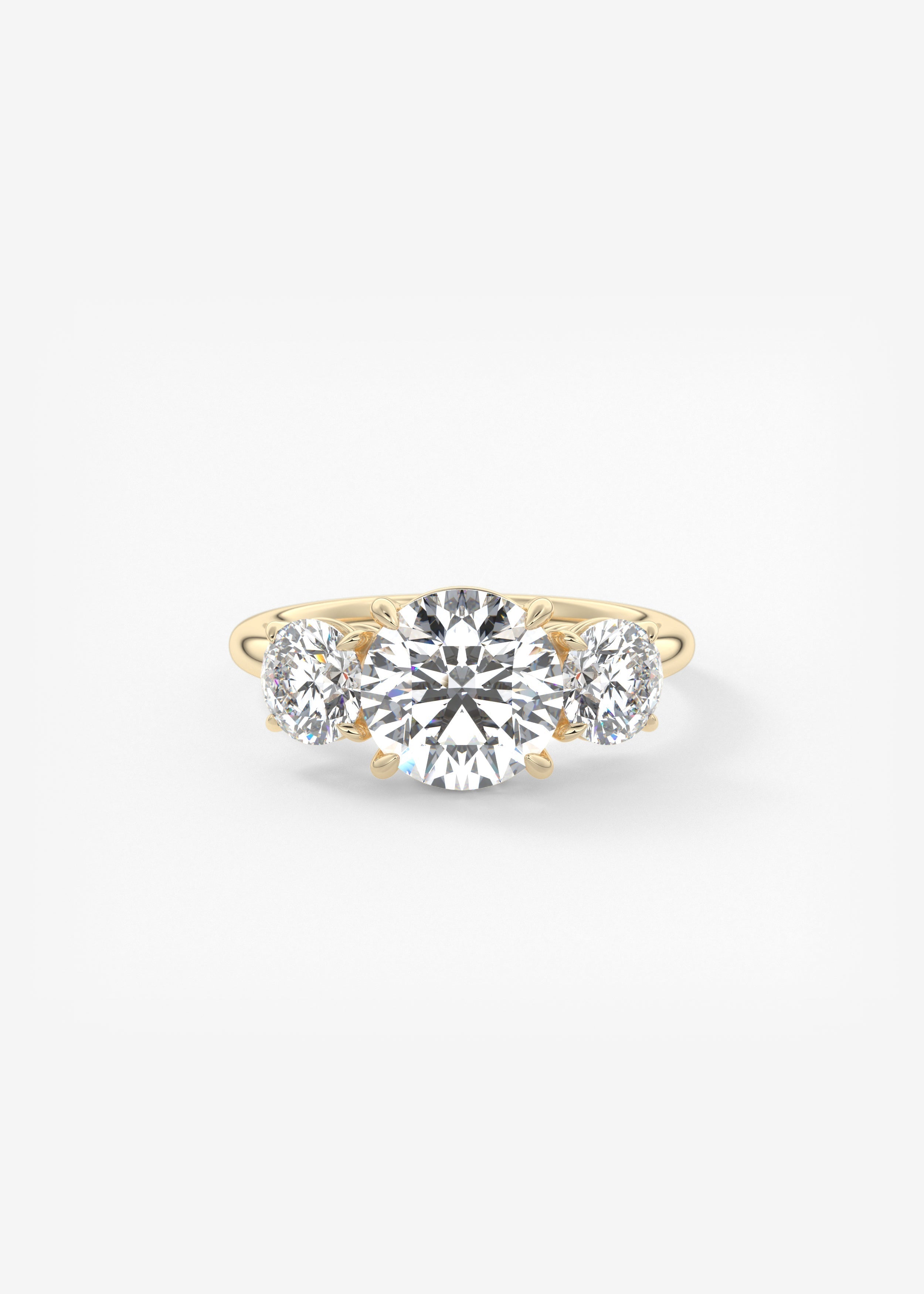 Round Three Stone Lab Grown Diamond Engagement Ring