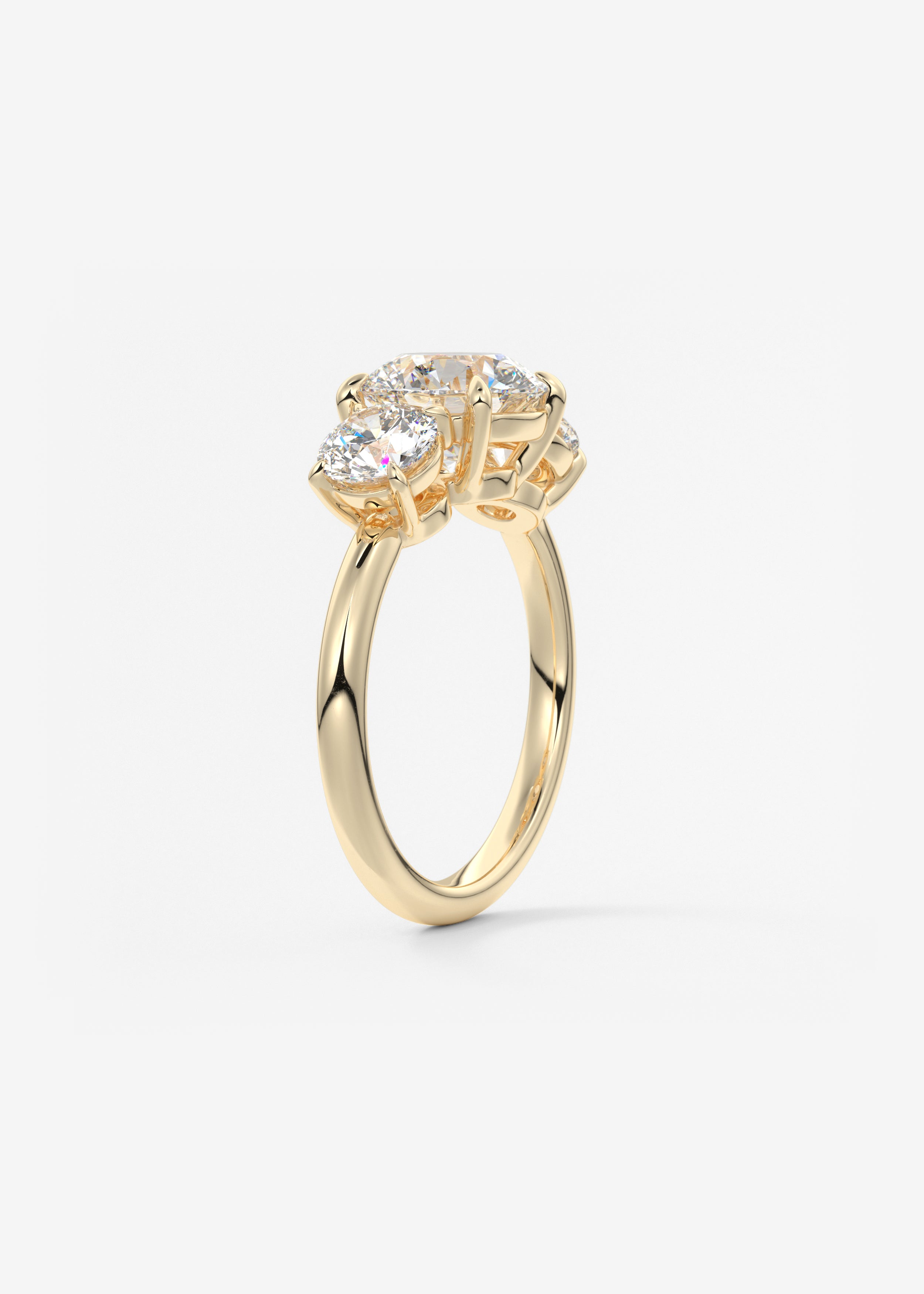 Round Three Stone Lab Grown Diamond Engagement Ring