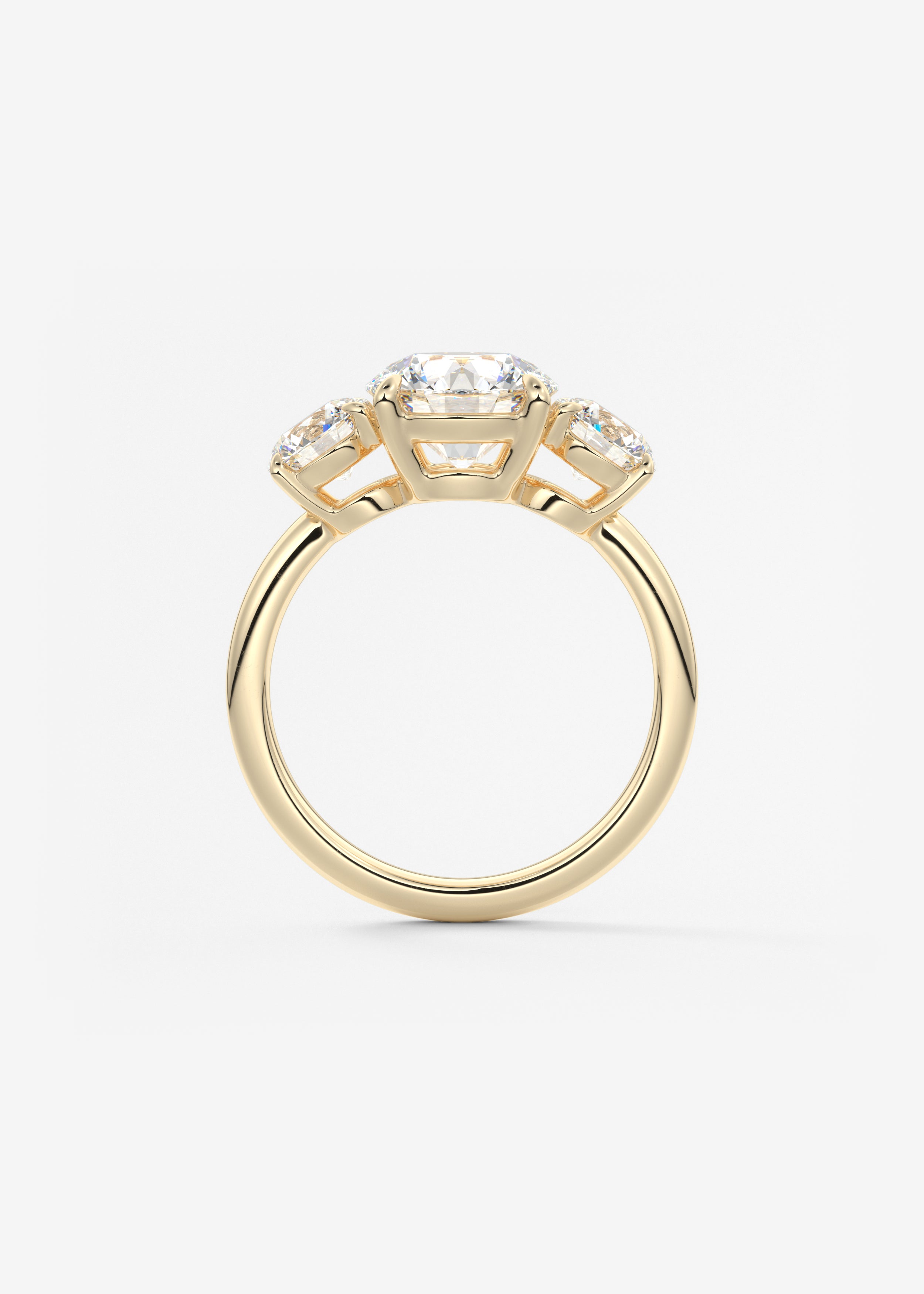 Round Three Stone Lab Grown Diamond Engagement Ring