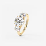Round Three Stone Lab Grown Diamond Engagement Ring