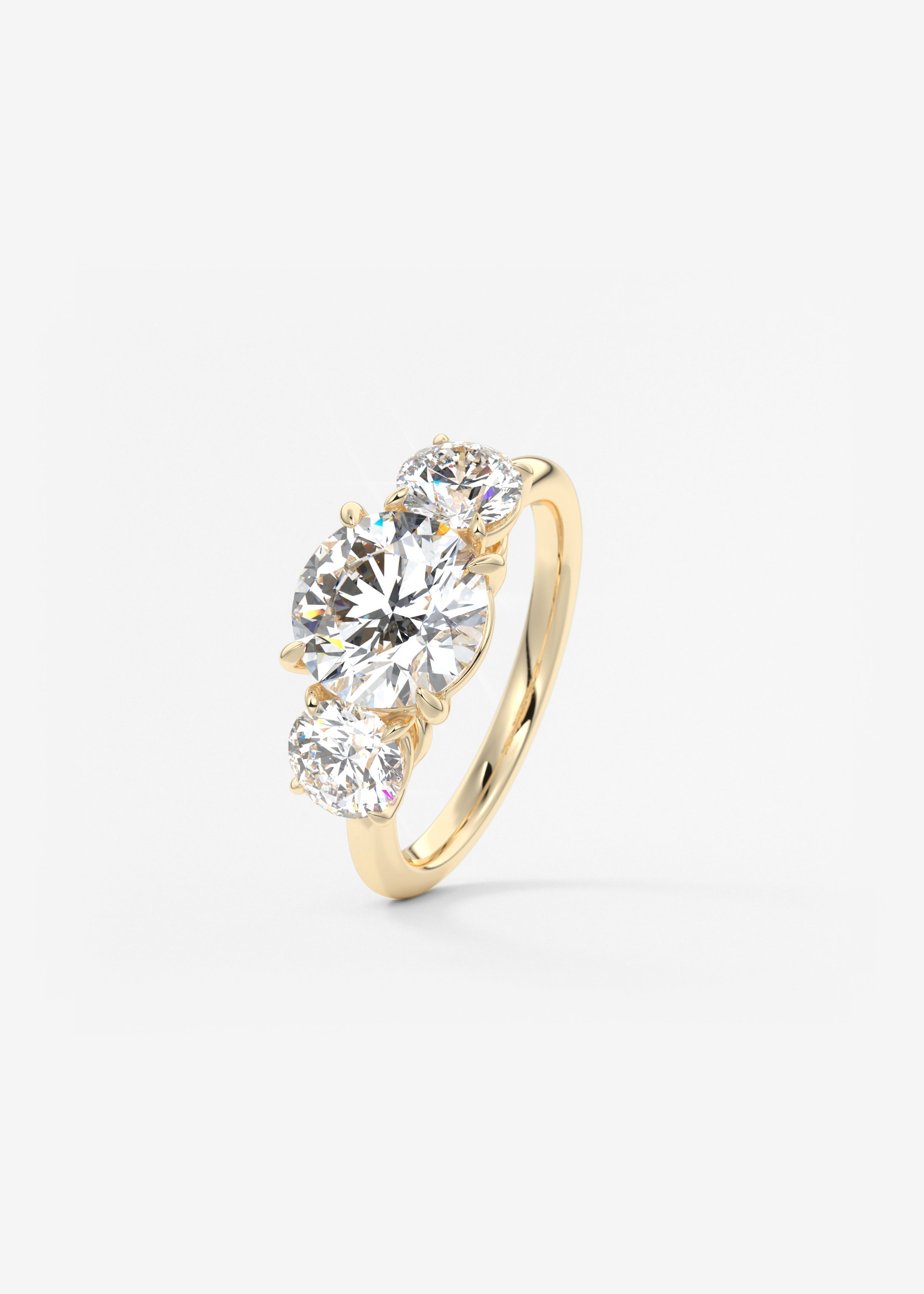 Round Three Stone Lab Grown Diamond Engagement Ring