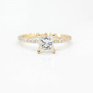 Stunning 2.0 CT Princess Moissanite Engagement Ring with Hidden Halo & Pave Design