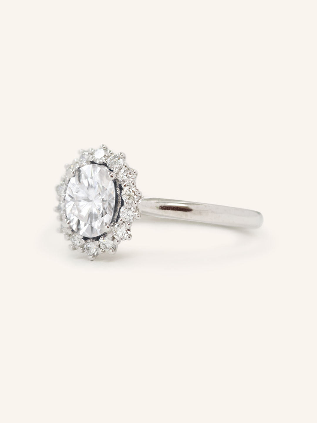 Stunning 1 CT Oval Moissanite Engagement Ring With Halo Design 3