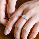 Stunning 1.0 - 2.0 CT Emerald Moissanite Engagement Ring with Three Stone Design 7