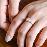 Stunning 1.0 - 2.0 CT Emerald Moissanite Engagement Ring with Three Stone Design 7