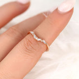 Stunning 0.15 TCW Marquise & Round Stones Curved Wedding Bands 7