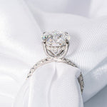 Stunning 4.0 CT Oval Cut Moissanite Engagement Ring with Hidden Halo & Pave Design 8
