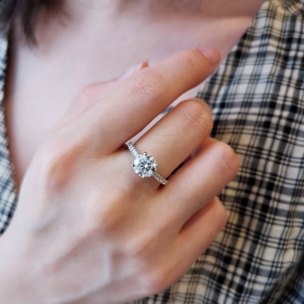 Round Pave Lab Grown Diamond Engagement Ring