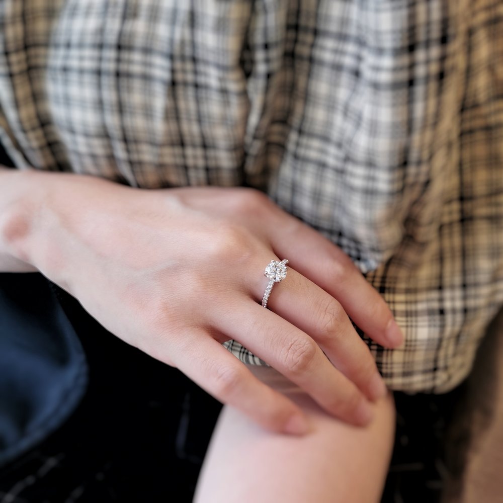 Round Pave Lab Grown Diamond Engagement Ring