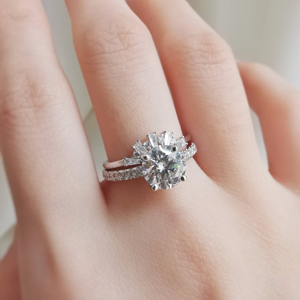 Round Pave Lab Grown Diamond Engagement Ring