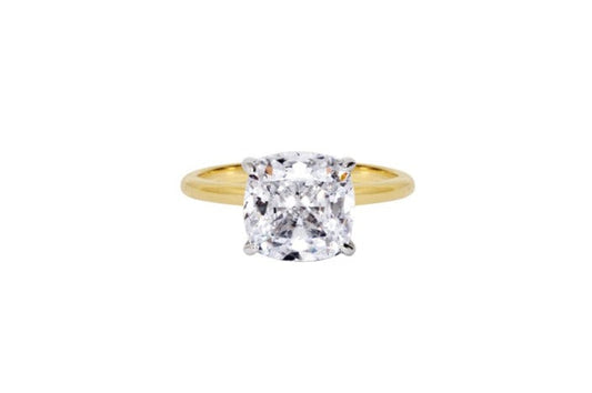 Cushion Cut Solitaire Style Cubic Zirconia in 925 Sterling Silver Ring 1