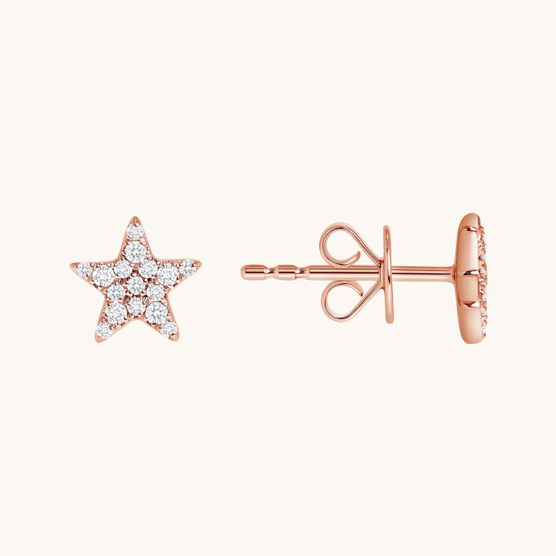 0.30 TCW Round Cut Moissanite Star Shape Stud Earrings in Gold 2