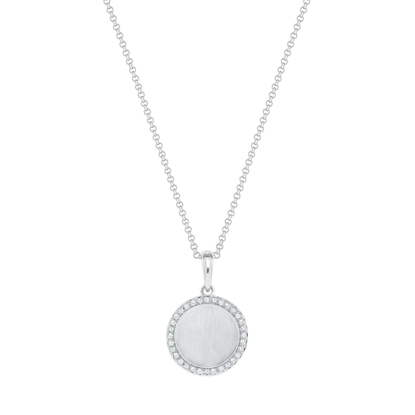 0.20 TCW Round Moissanite Diamond Engravable Diamond Pendant Necklace in Solid Gold 2