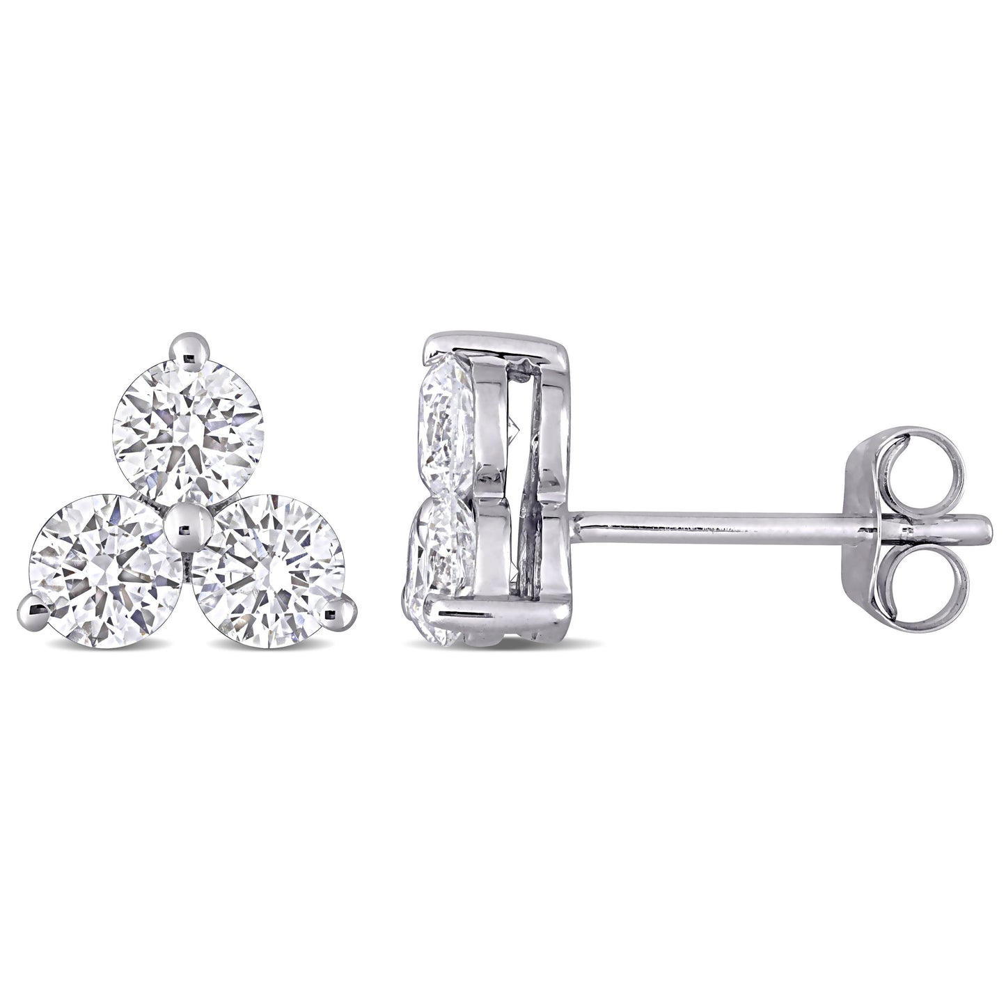 Round Cut Cubic Zirconia in 925 Sterling Silver Earrings 3