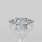 Stunning 2.40 CT Cushion Moissanite Engagement Ring with Hidden Halo & Pave Design 4