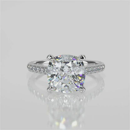 Stunning 2.40 CT Cushion Moissanite Engagement Ring with Hidden Halo & Pave Design 4