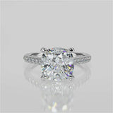 Stunning 2.40 CT Cushion Moissanite Engagement Ring with Hidden Halo & Pave Design 4