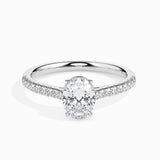 1 CT Oval Cut Pave CVD F/VS Diamond Engagement Ring 1