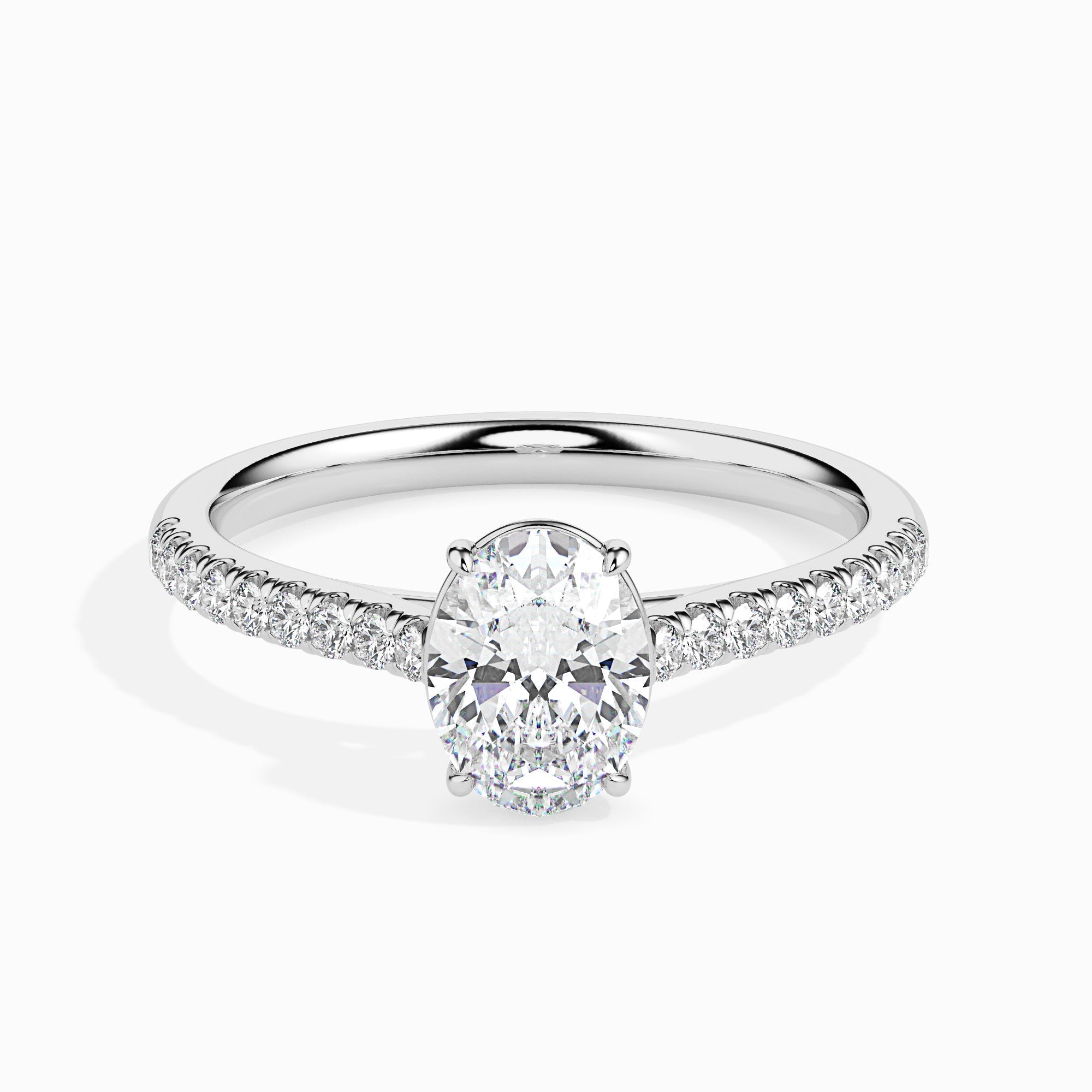 1 CT Oval Cut Pave CVD F/VS Diamond Engagement Ring 1