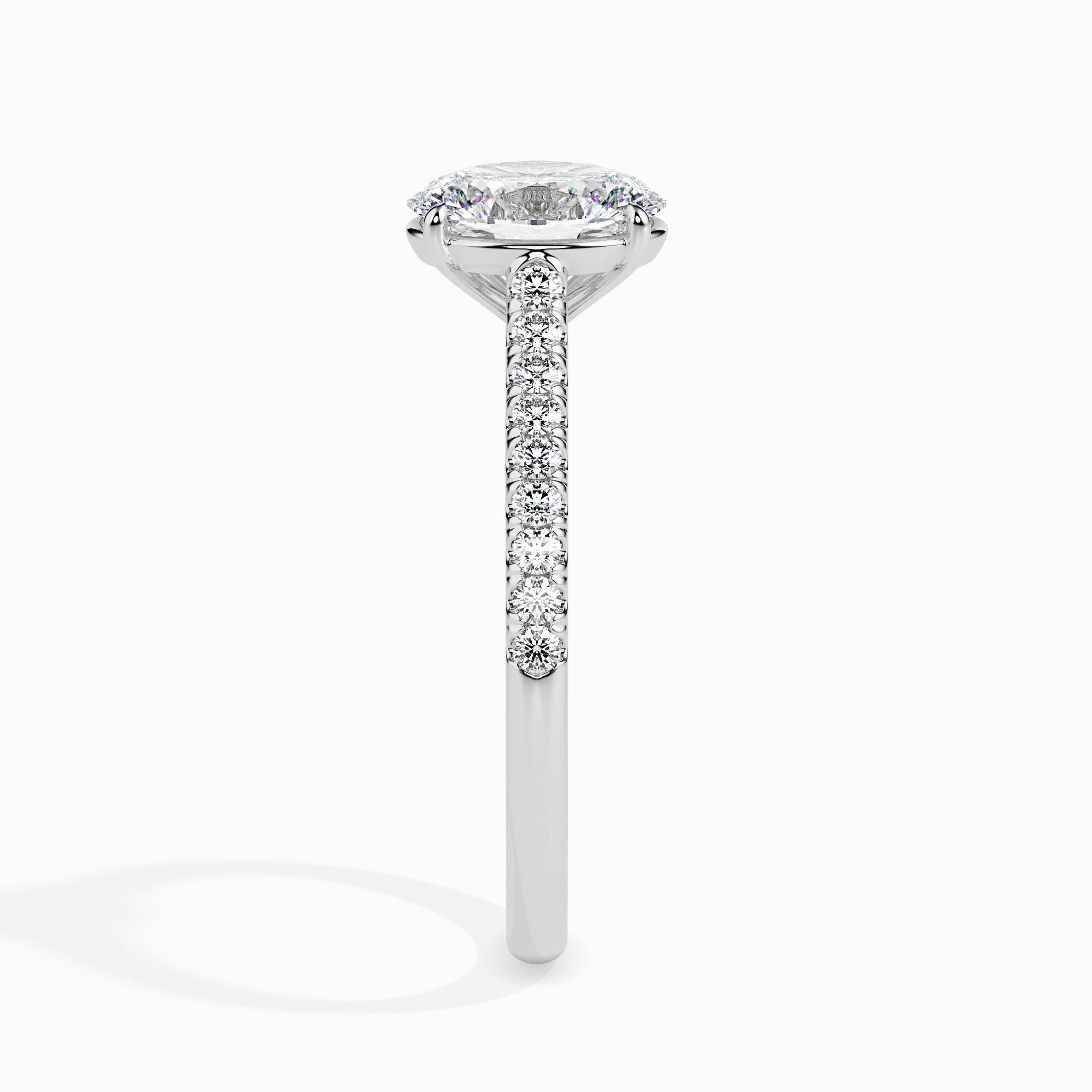 1 CT Oval Cut Pave CVD F/VS Diamond Engagement Ring 2