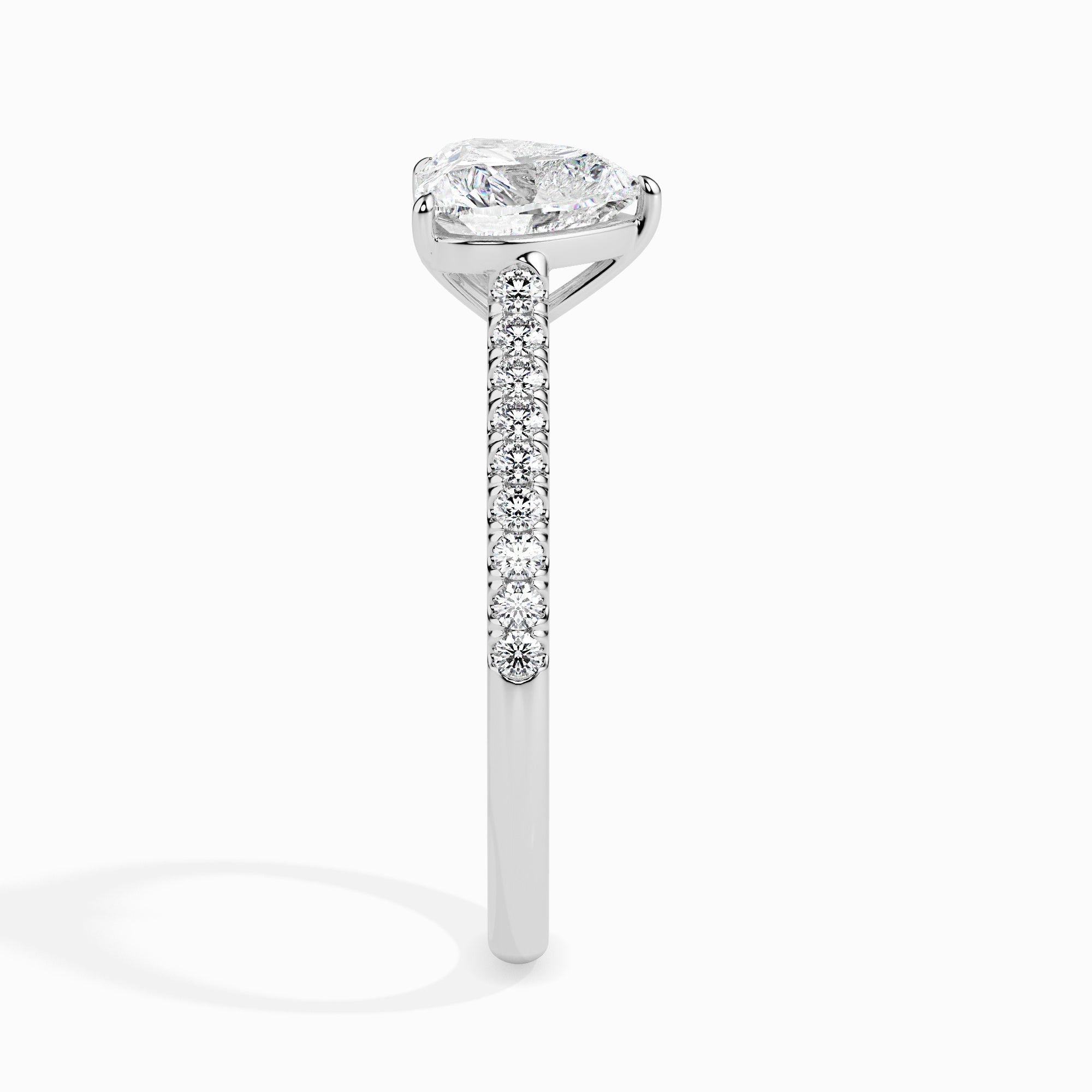 1 CT Heart Cut Pave CVD F/VS Diamond Engagement Ring 2
