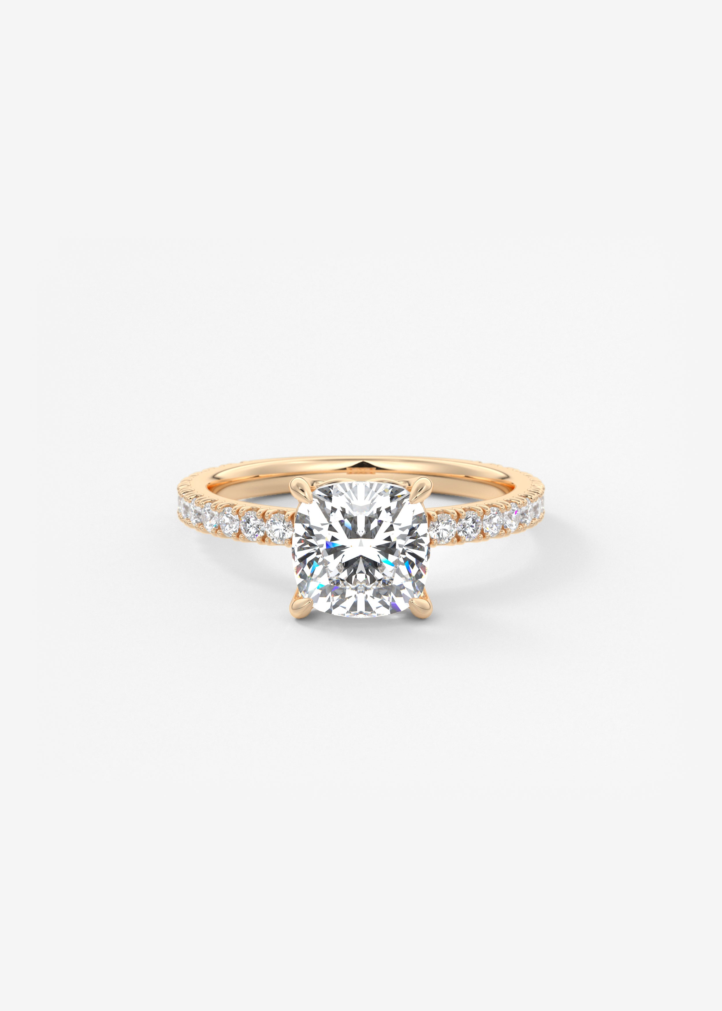 Cushion Pave Lab Grown Diamond Engagement Ring