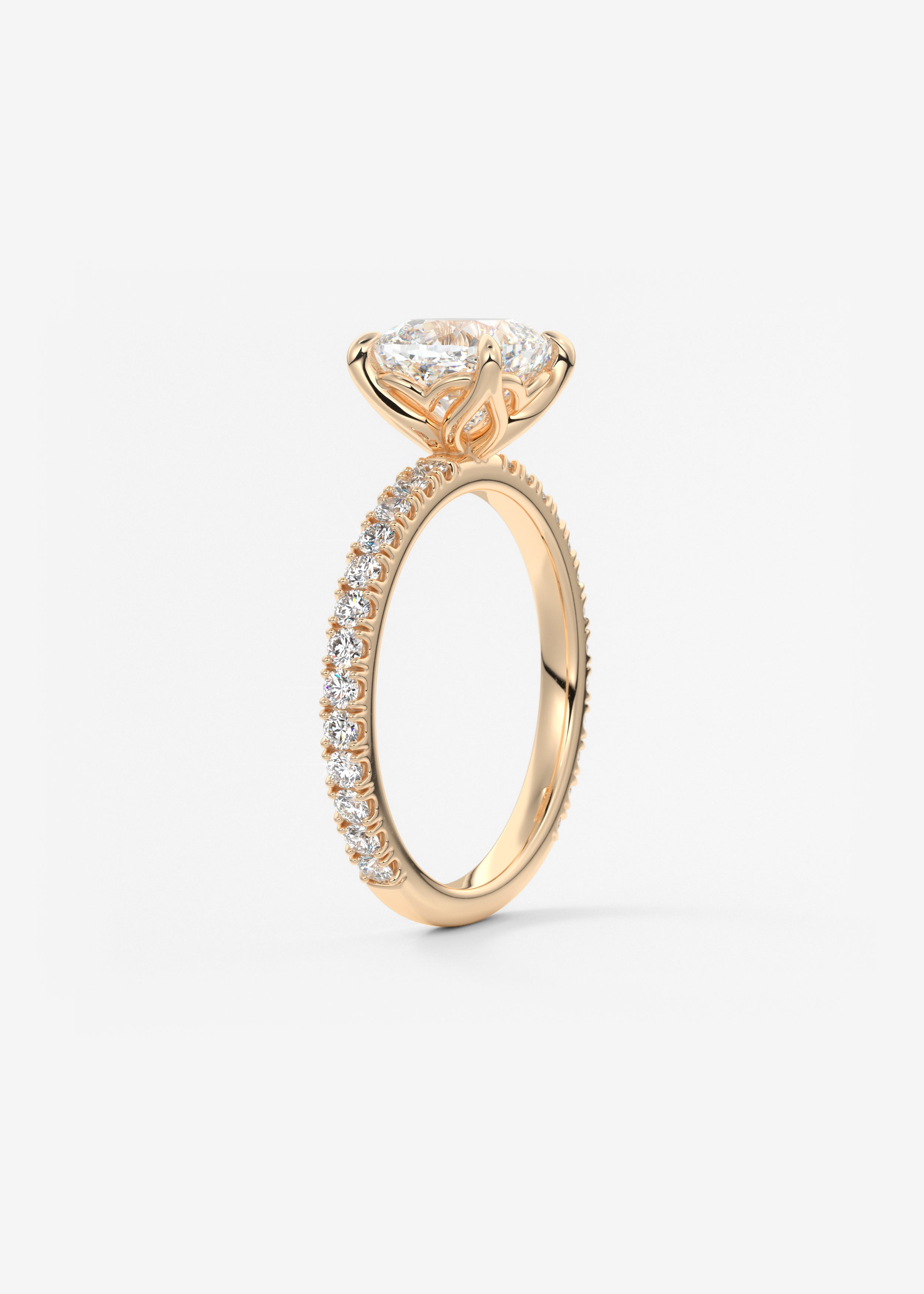 Cushion Pave Lab Grown Diamond Engagement Ring