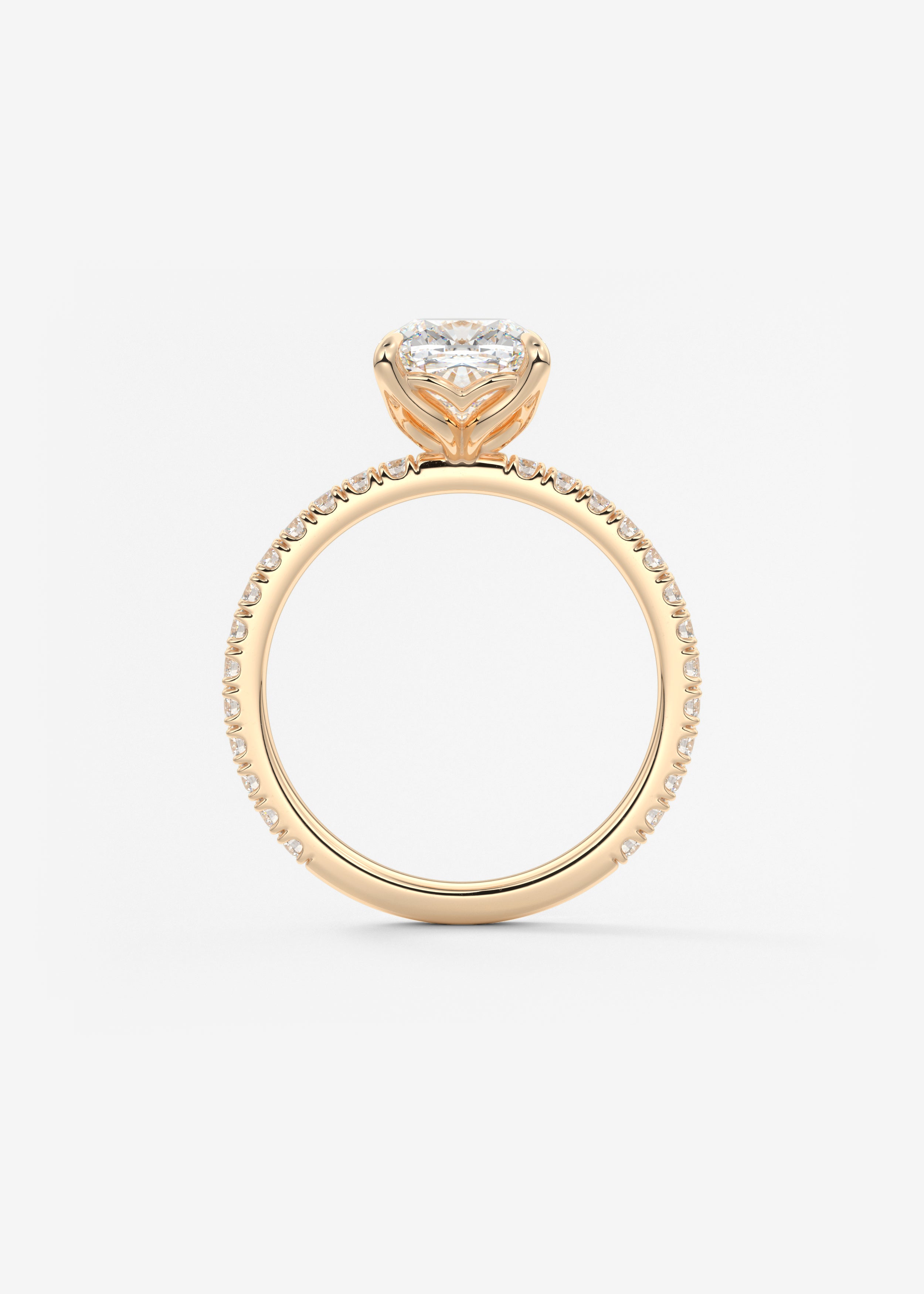 Cushion Pave Lab Grown Diamond Engagement Ring