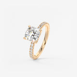 Cushion Pave Lab Grown Diamond Engagement Ring