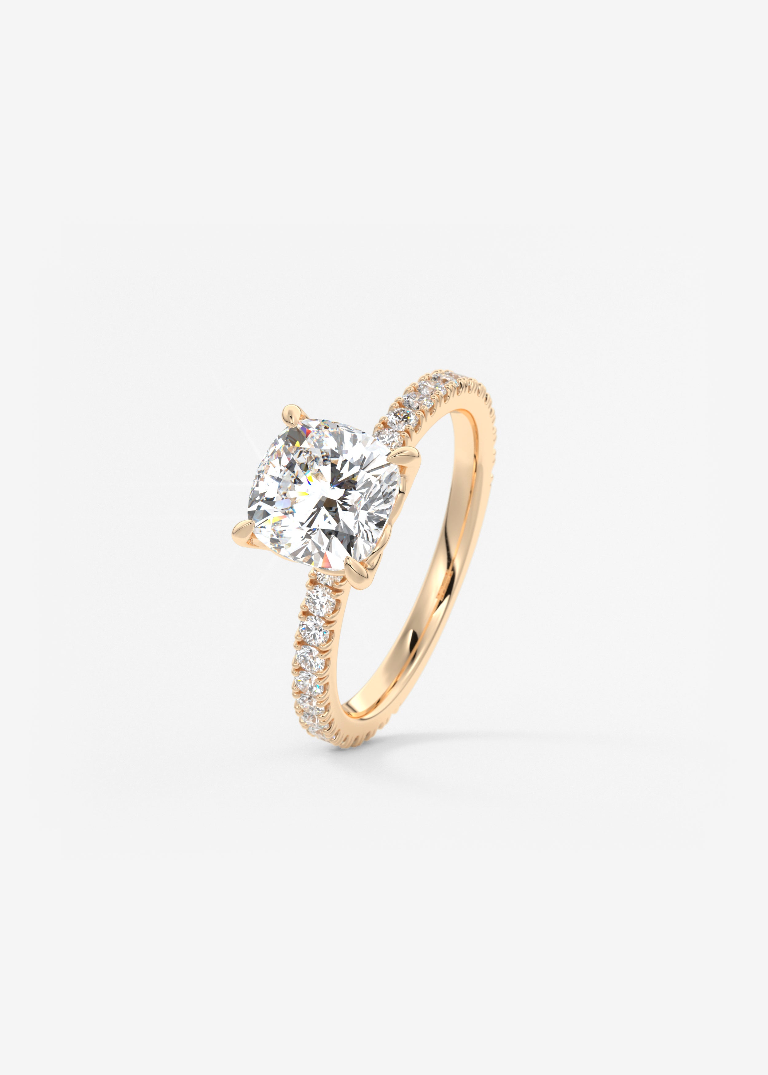 Cushion Pave Lab Grown Diamond Engagement Ring