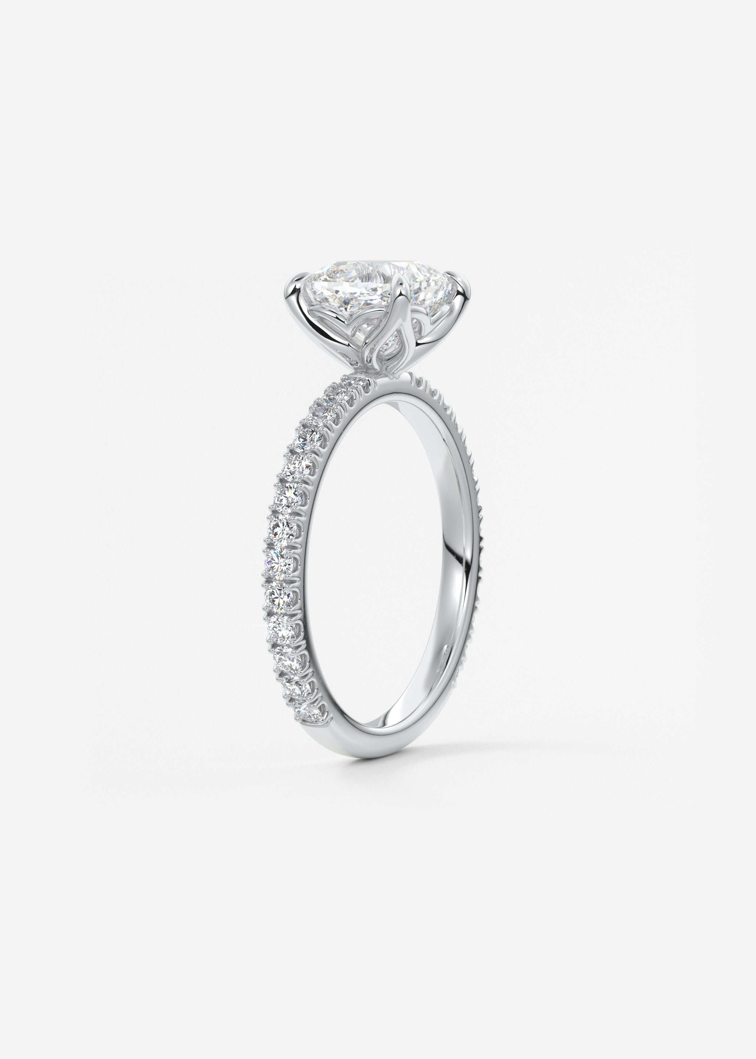 Cushion Pave Lab Grown Diamond Engagement Ring