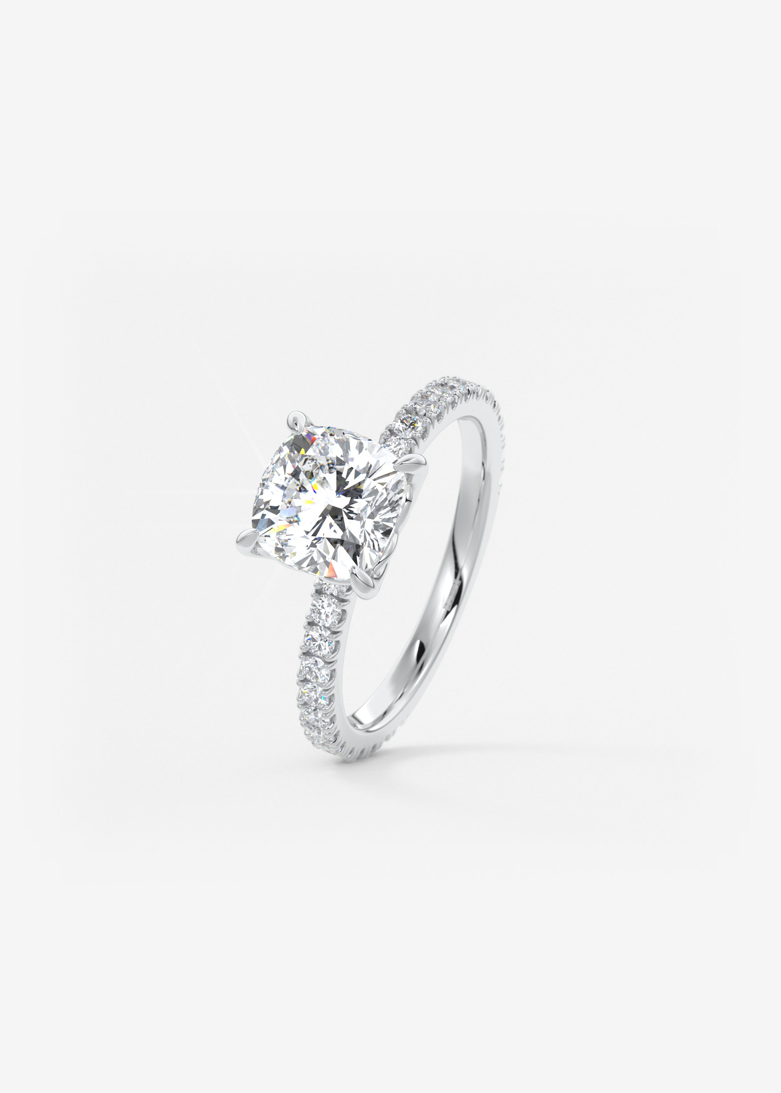 Cushion Pave Lab Grown Diamond Engagement Ring