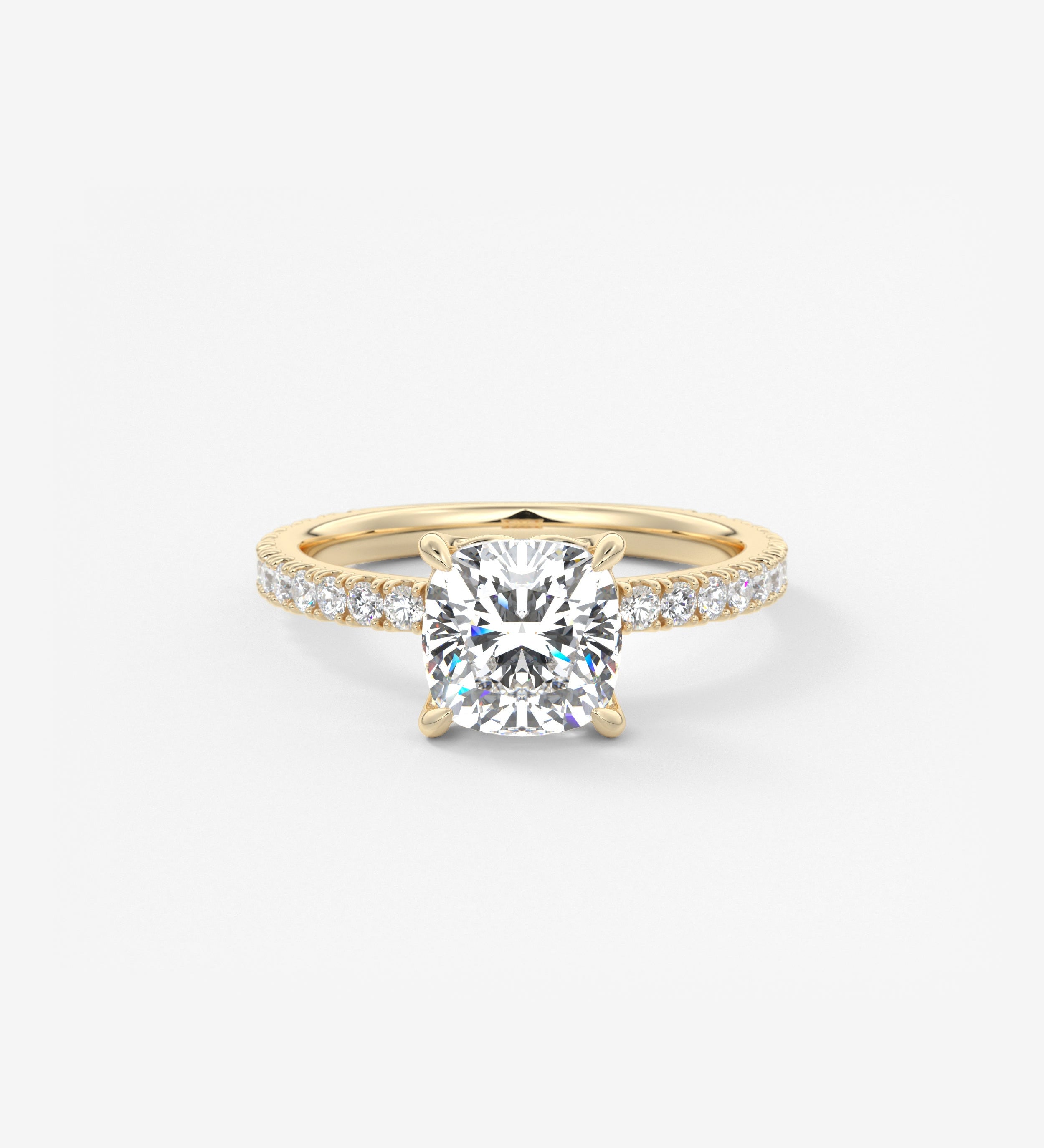 Cushion Pave Lab Grown Diamond Engagement Ring