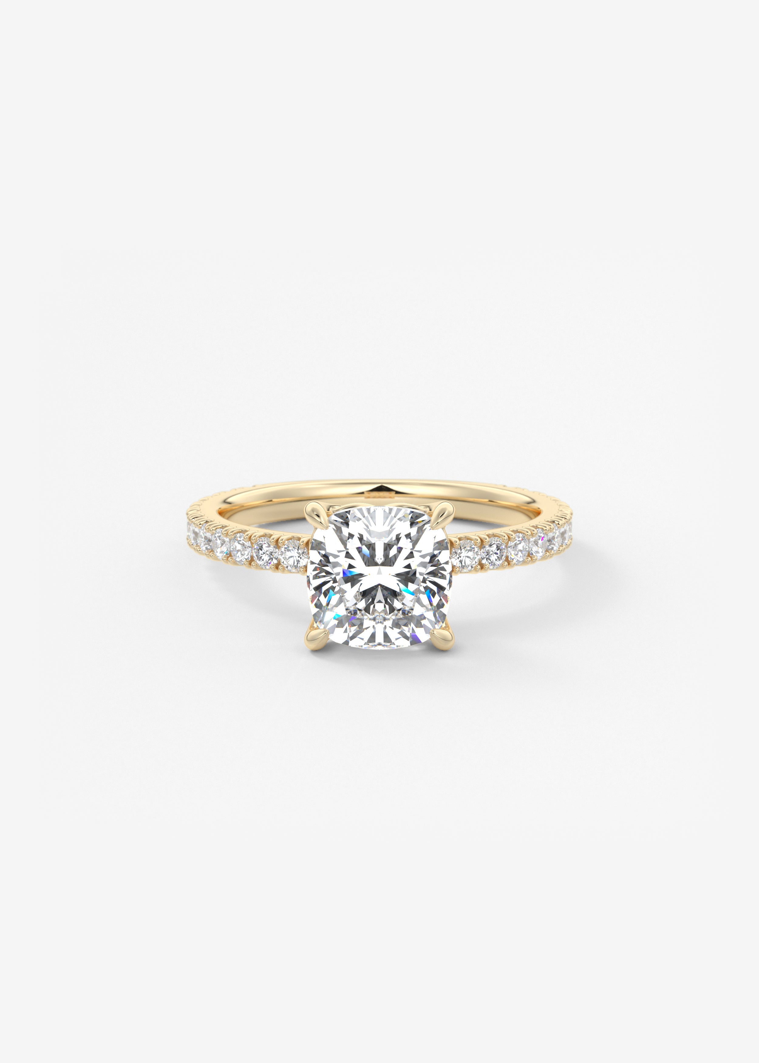 Cushion Pave Lab Grown Diamond Engagement Ring