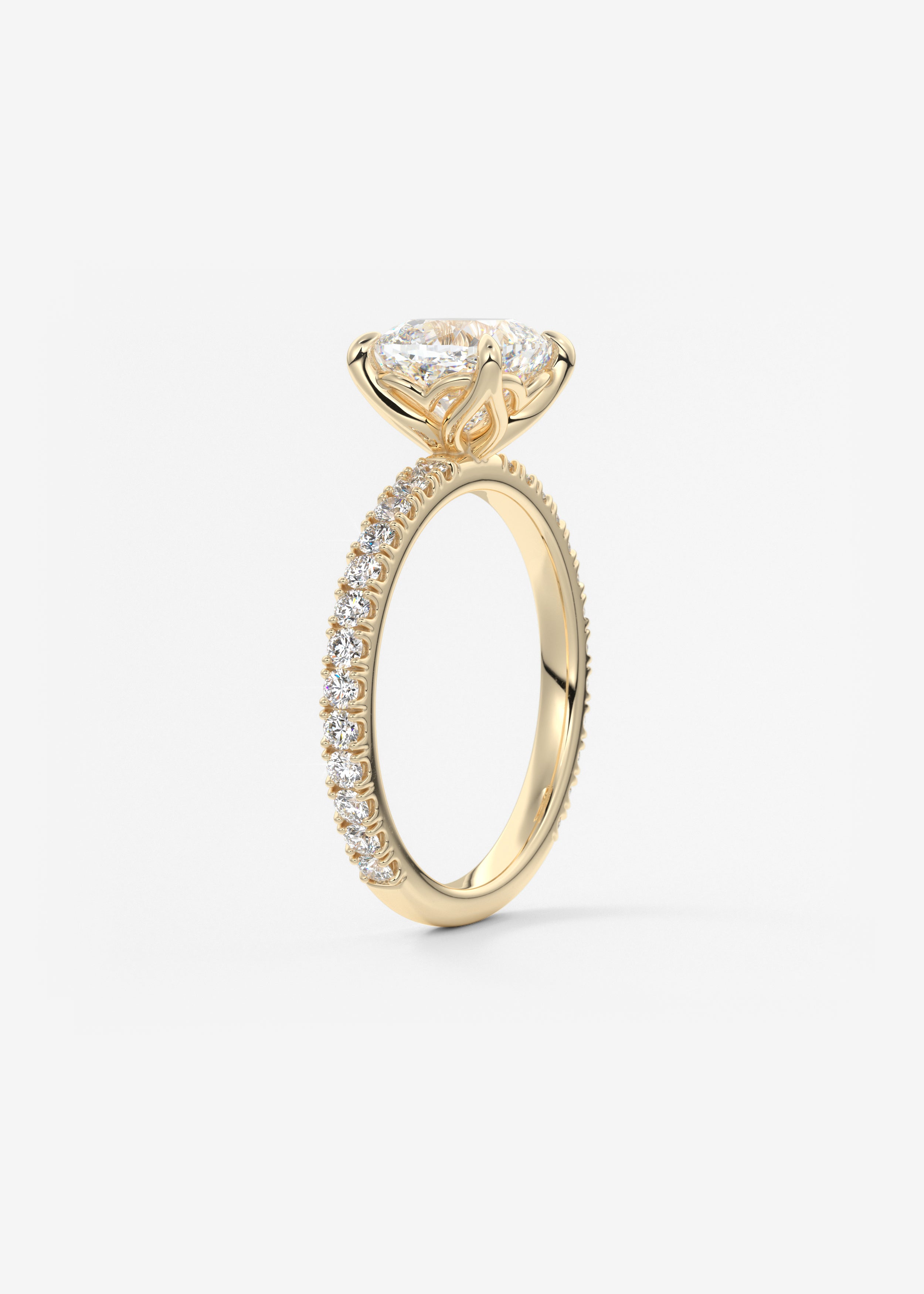 Cushion Pave Lab Grown Diamond Engagement Ring