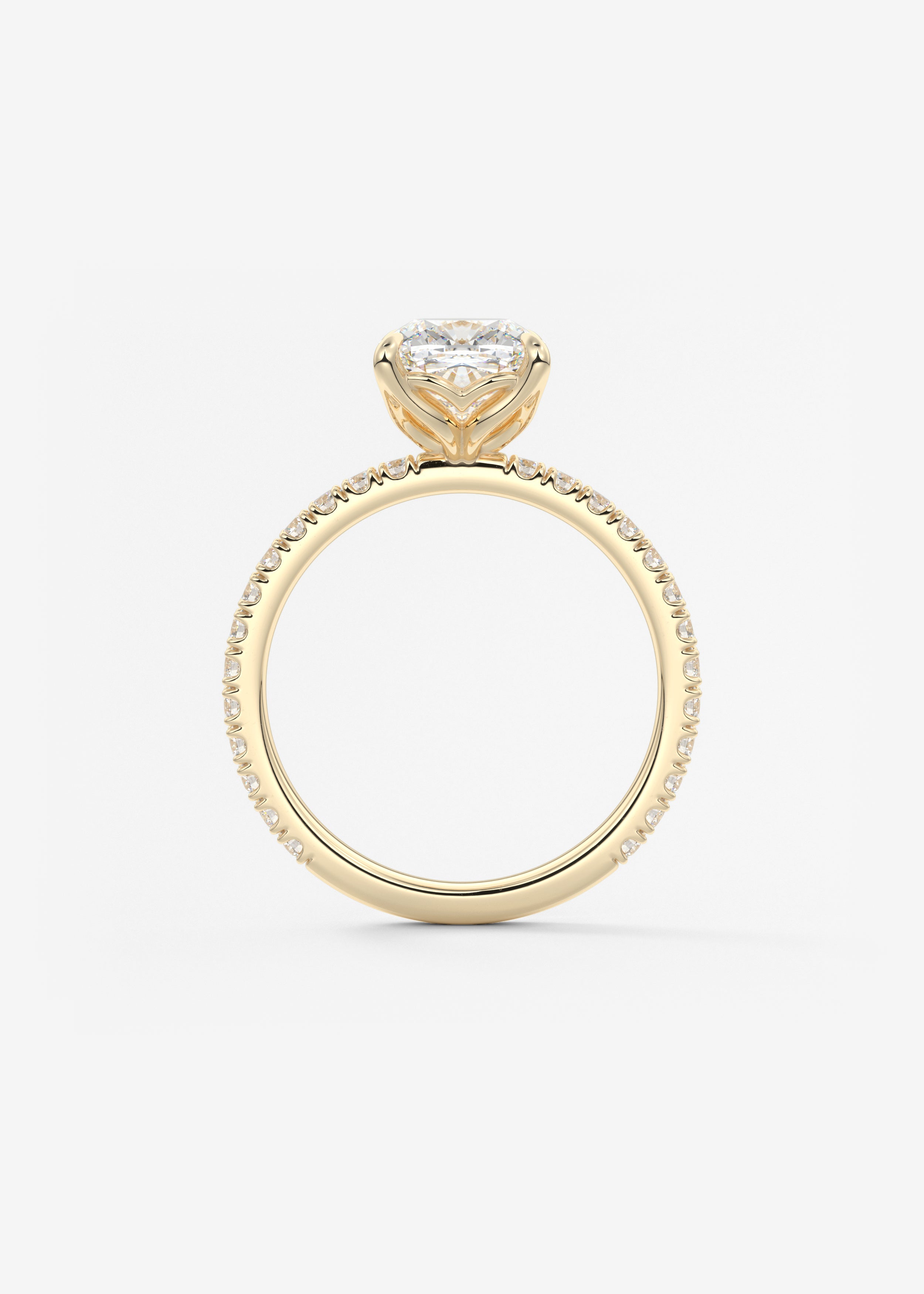Cushion Pave Lab Grown Diamond Engagement Ring