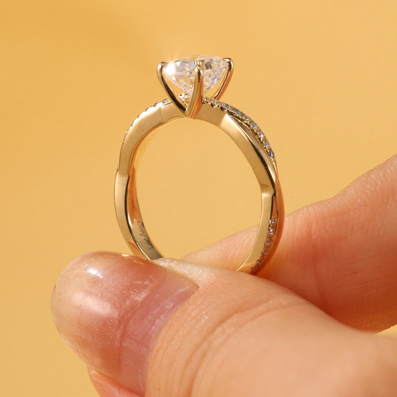 Stunning 2.0 CT Oval Moissanite Engagement Ring with Twisted Pave Design 5