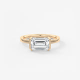 Emerald East West Half Bezel Lab Grown Diamond Engagement Ring