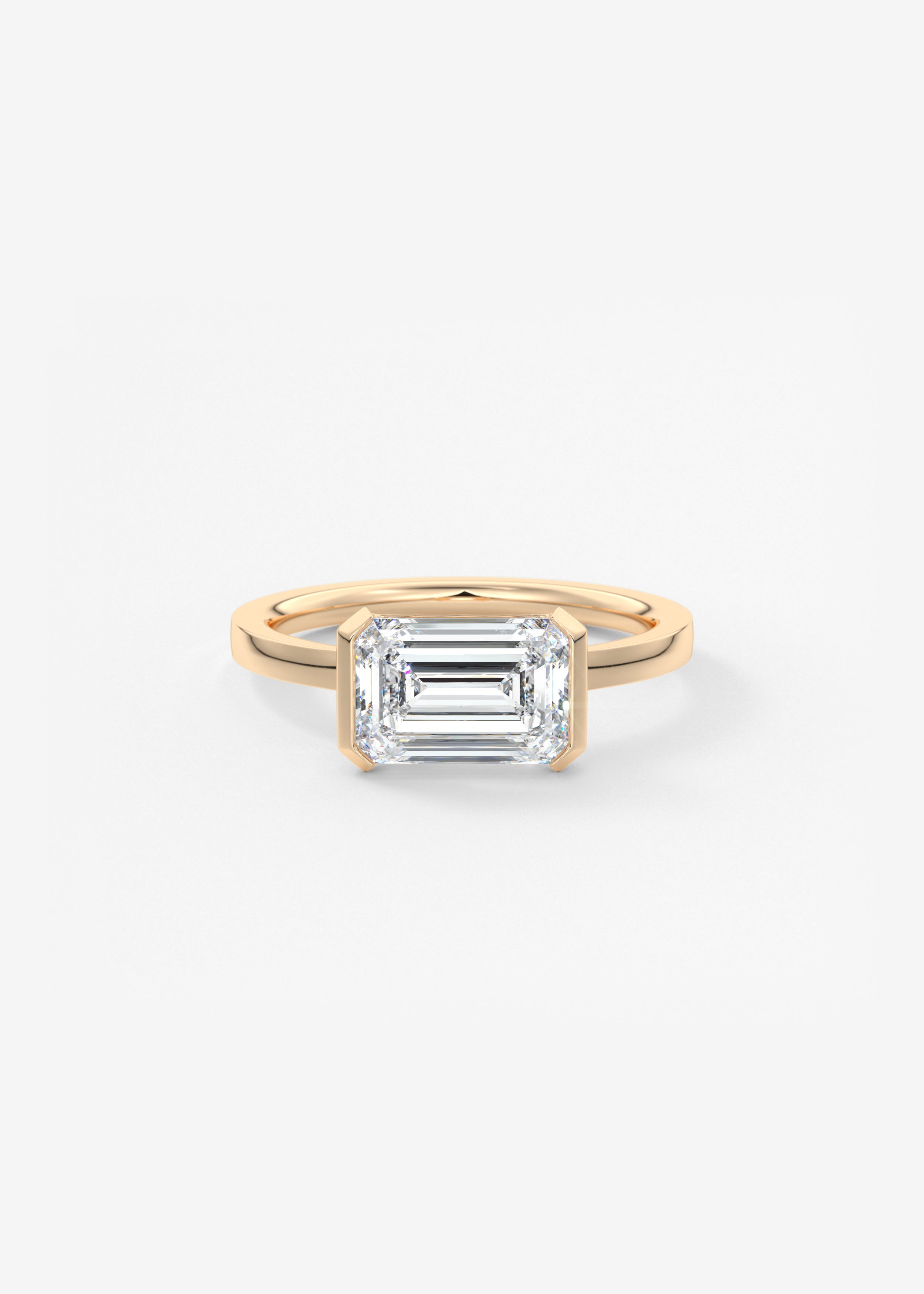 Emerald East West Half Bezel Lab Grown Diamond Engagement Ring